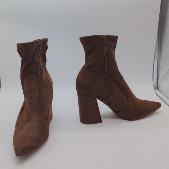 Steve Madden Sz 9 Brown Fabric Suede Ankle Boots Hayes - Picture 2 of 10